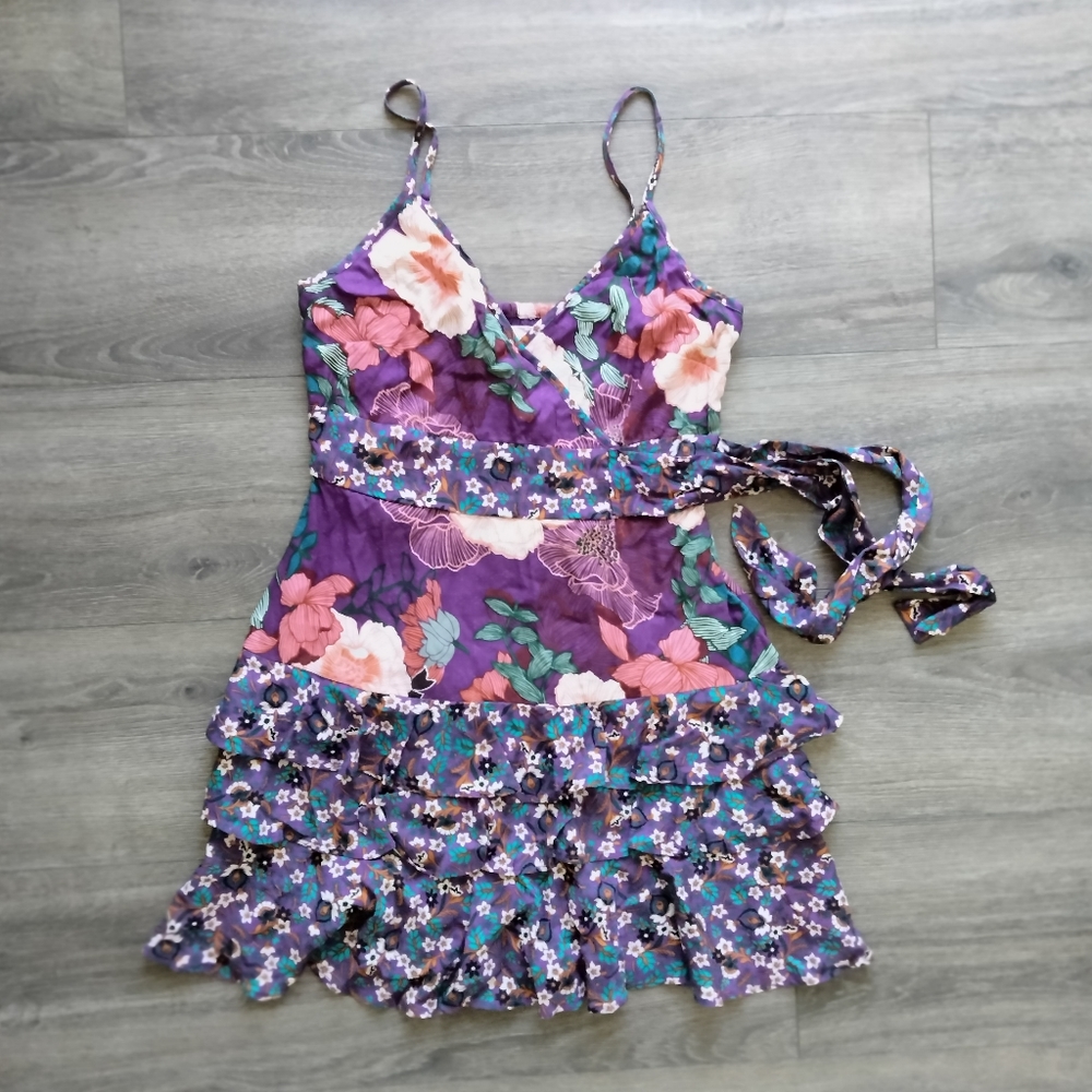 NWT Band of the Free Margaux Purple Mixed Floral Mini Dress Size XS